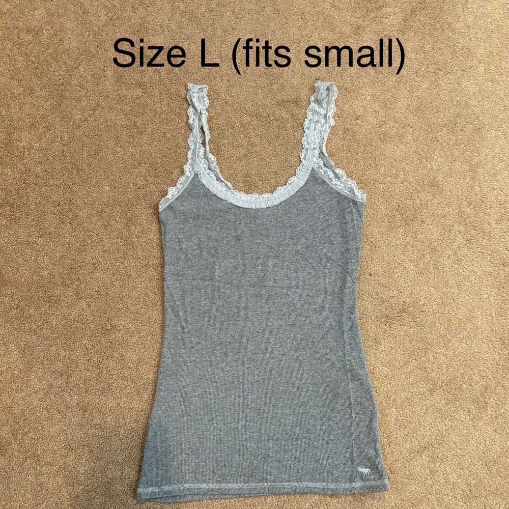 Abercrombie & Fitch Gray Lace Tank Top